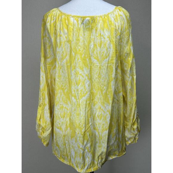 Lane Bryant Women’s Top 3/4 Sleeves Yellow Embroidered Elastic Waist Sz 18/20 - Picture 7 of 14